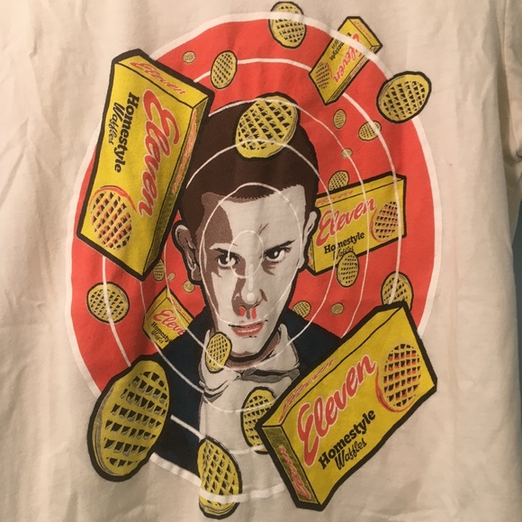 🧇🩸🧇 Stranger Things 11 eleven EGGO waffles Girly T-Shirt Netflix & chill - Picture 1 of 5